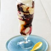 Desserts (Crushed Blackberry Sundaes with Caramel Sauce)