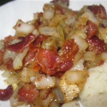 Fried Cabbage with Bacon, Onion, and Garlic