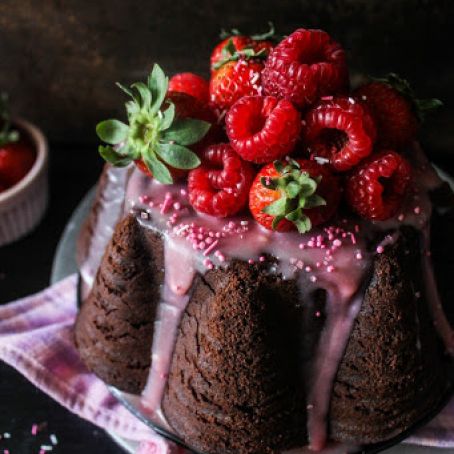 Chocolate Fudge Cake with Red Berry Ganache