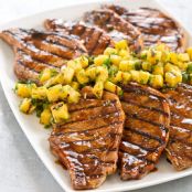 Grilled Hoisin Glazed Pork Chops with Pineapple Salsa