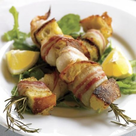Grilled Scallop Skewers with Pancetta & Rosemary