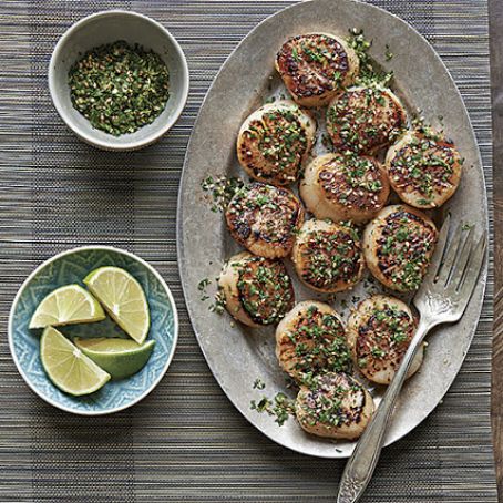 Seared Sea Scallops with Sesame-Cilantro Gremolata