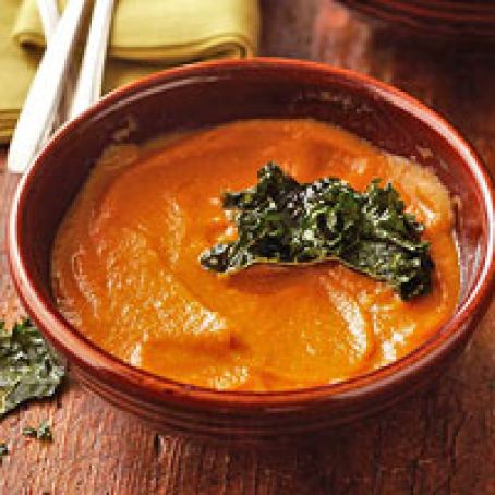 Sweet Potato Soup and Kale Chips