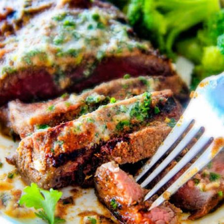 SPICE RUBBED STEAKS WITH HERB BUTTER (GRILL OR PAN SEARED)