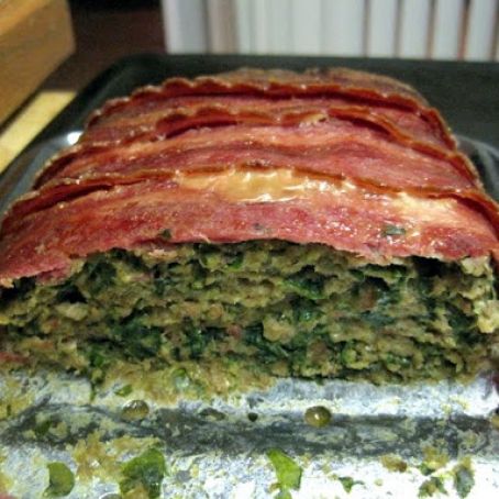 Turkey Meat Loaf with Spinach and Bacon