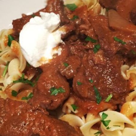 Hungarian Goulash with Cucumber Salad