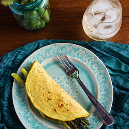 Chickpea Flour Omelets with Asparagus