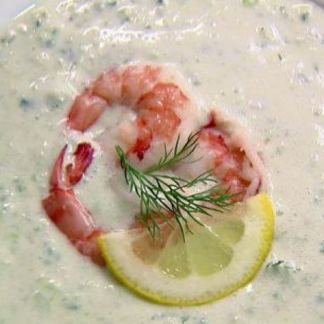Chilled Cucumber Soup with Shrimp