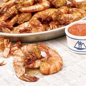Grilled Old Bay Shrimp with Lemony Horseradish Cocktail Sauce