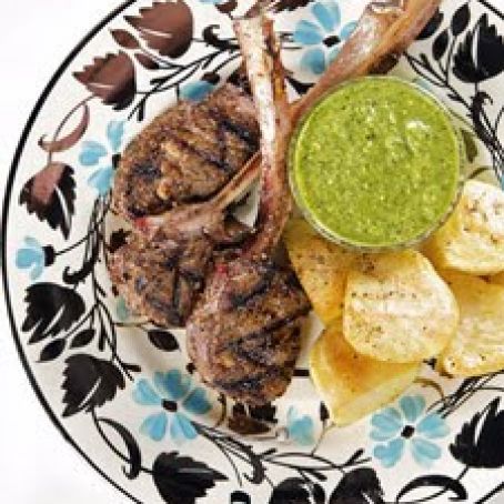 Lamb Lollipops with Green Goddess Mint Dipping Sauce and Roasted Potatoes