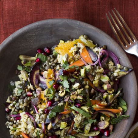 Moroccan Spiced Millet and Lentil Salad