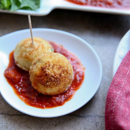 Ebelskiver and Savory Two-Cheese Puffs with Marinara Fun