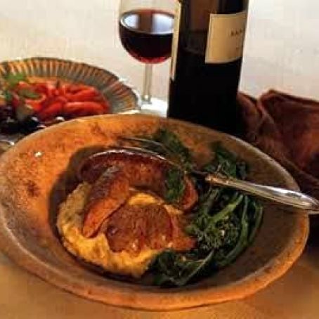Italian Sausages with Broccoli Rabe and Polenta