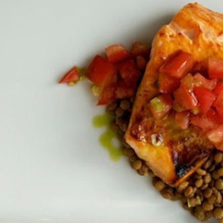 Arctic Char w/Basil Oil and Lentils