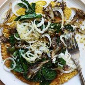 Cromlet with Wilted Greens and Fennel and Olive Salad