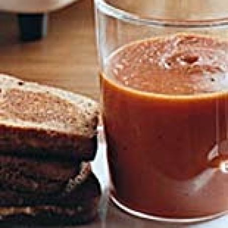 Smoky Tomato Soup with Grilled Cheddar Cheese