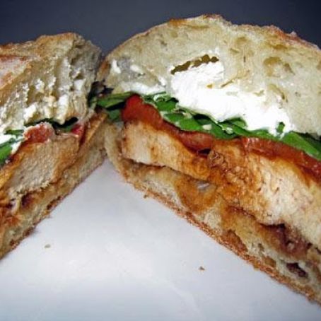 Balsamic Glazed Chicken Sandwich with Roasted Red Peppers and Goat Cheese