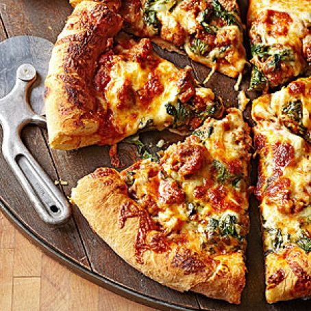 Spinach and Sausage Skillet Pizza