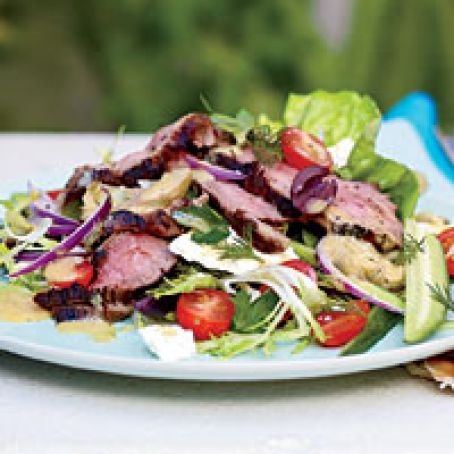 Warm Lamb Salad with Fresh Herbs, Feta and Artichokes