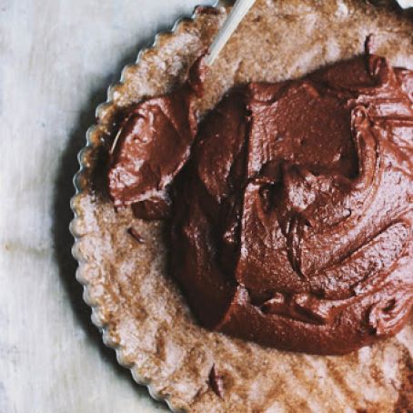 Raw Chocolate Tart with a Cashew Coffee Crust (Vegan-GF)