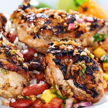 JERK CHICKEN,BEANS AND RICE