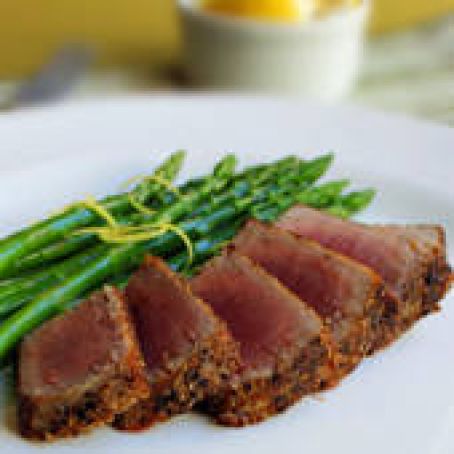 Spice-Rubbed Seared Tuna Steaks with Balsamic Reduction