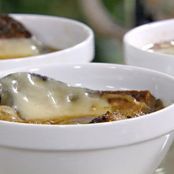 Guinness and Onion Soup with Irish Cheddar Crouton