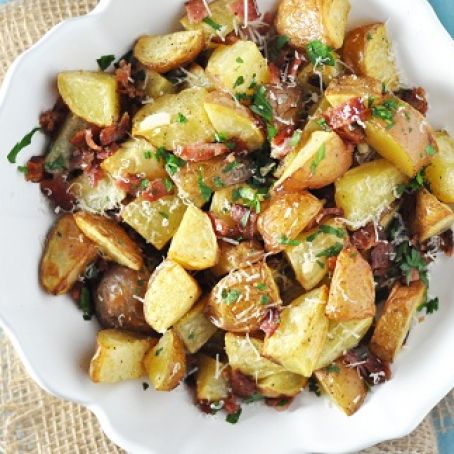 Roasted Red Potatoes with Bacon, Garlic & Parmesan