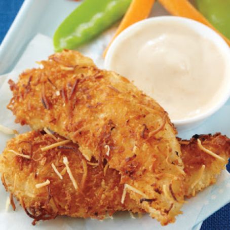 Coconut Chicken Tenders With Mango Yogurt Dip