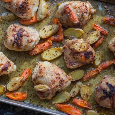 One-Pan Chicken, Carrots & Potatoes with Maple Mustard Sauce, GF & low FODMAP