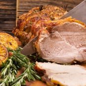 Garlicky Roast Pork Loin with Herb Sauce