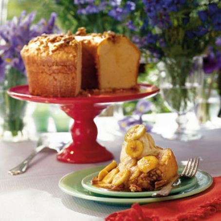 Buttered Rum Pound Cake with Bananas Foster Sauce