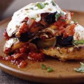 Grilled Chicken & Eggplant Stacks w/Fire Roasted Tomato Sauce