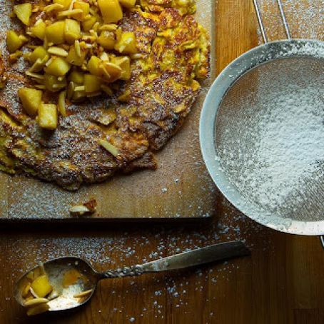 Cinnamon Sugar Matzo Brei with Roasted Apple Charoset