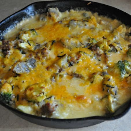 Wild Rice, Pork, and Broccoli Cheese Casserole