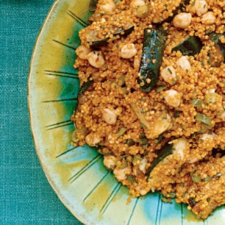 Quinoa with Grilled Zucchini, Garbanzo Beans, and Cumin