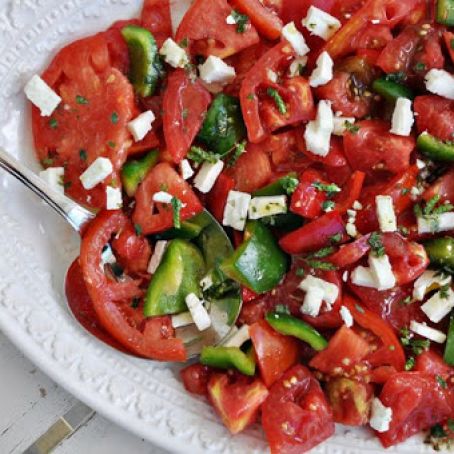 Heirloom Tomato Salad with Feta & Oregano Flowers