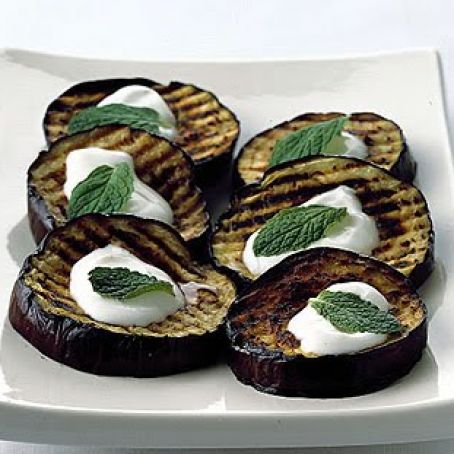 GRILLED EGGPLANT ROUNDS w/LEBNEH