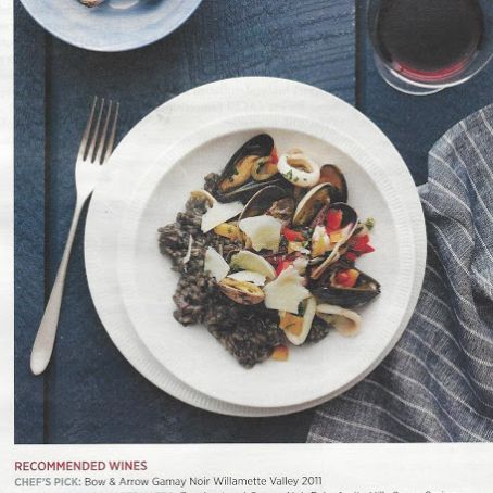 SQUID INK RISOTTO  WITH SHELLFISH AND SQUID