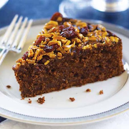 Flourless Chocolate-Almond Cake with Almond-Cherry-Caramel Glaze