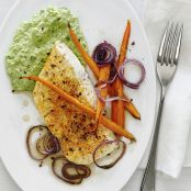 Broiled Halibut with Ricotta-Pea Puree
