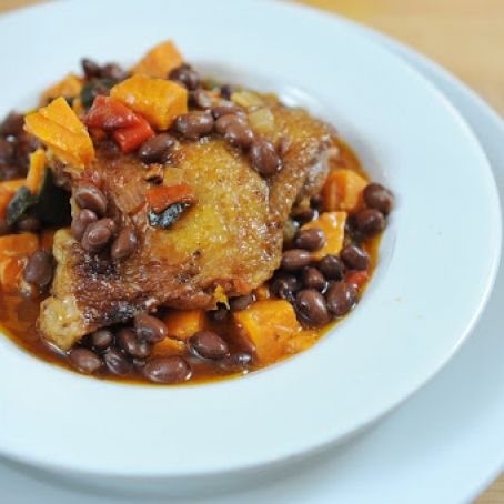 Chicken With Black Beans, Spices and Sweet Potatoes
