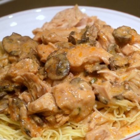 Slow Cooker Super Saucy Chicken over Angel Hair Pasta