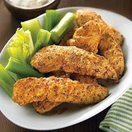 Spicy Finger Lickin' Fried Chicken Strips with Blue Cheese Dressing