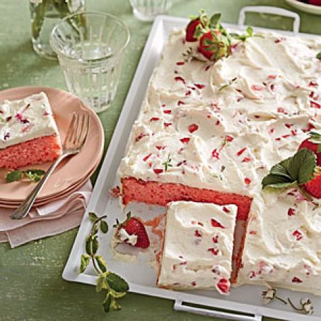 Strawberries & Cream Sheet Cake