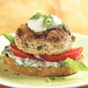 Open-Face Chicken Burgers w/Basil Mayo