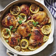 Crispy Chicken Stew with Lemon, Artichokes, Capers, and Olives