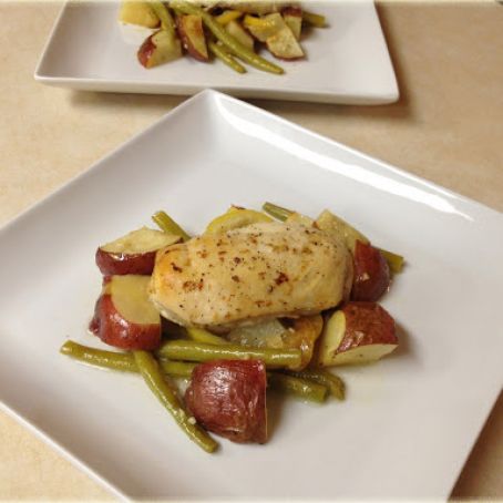 Roasted Chicken with Lemon Garlic Green Beans