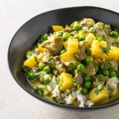 Steak and Potato Curry with Peas