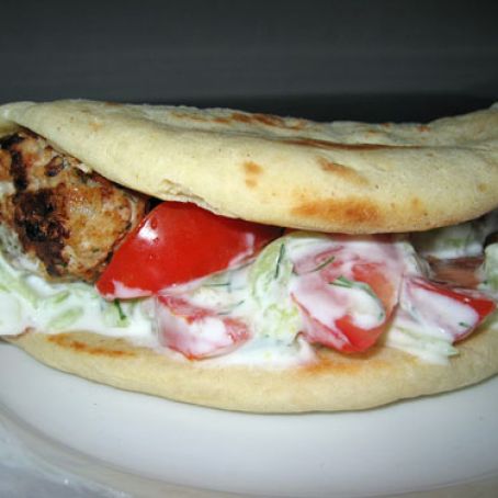 Greek Meatballs (Keftedes) in Pitas with Tzatziki on Closet Cooking